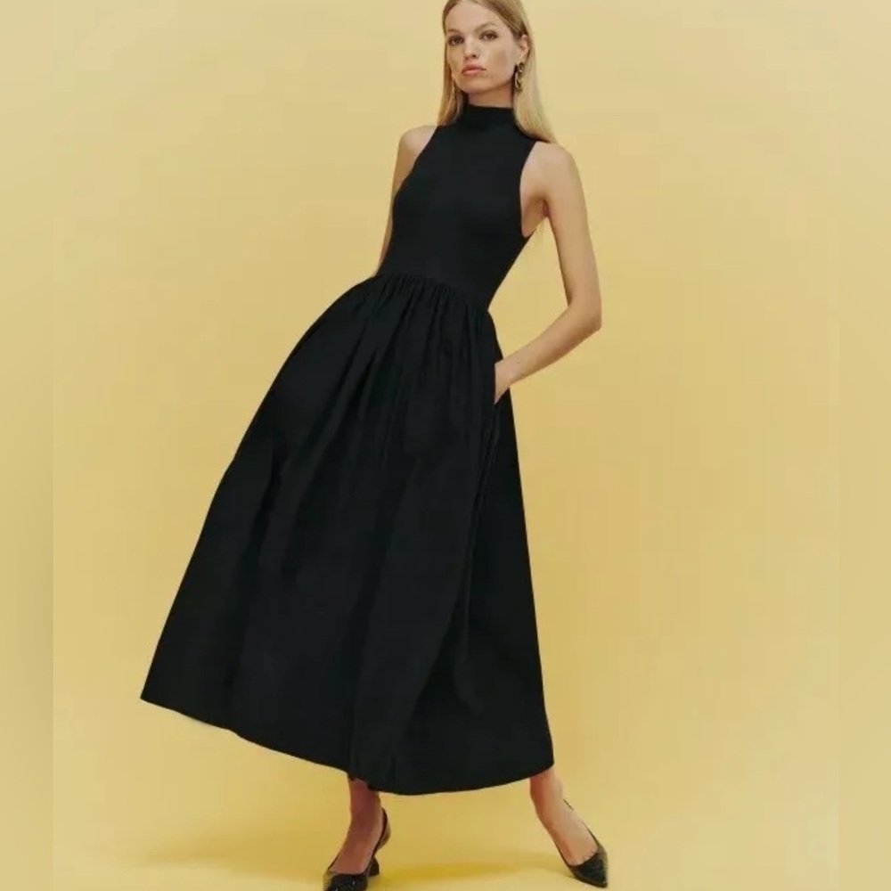 Reformation organic cotton rib knit Sai turttle neck maxi dress sleeveless